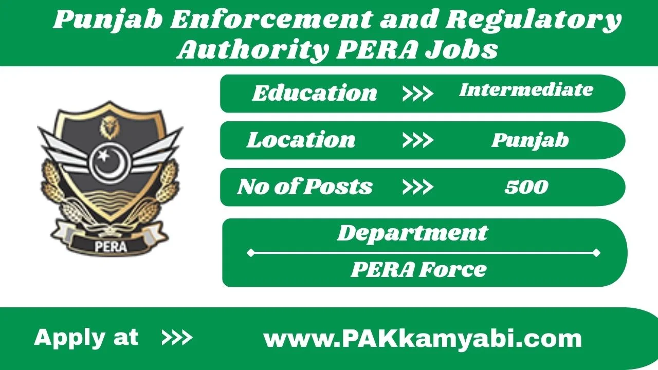 Punjab Enforcement and Regulatory Authority PERA Jobs