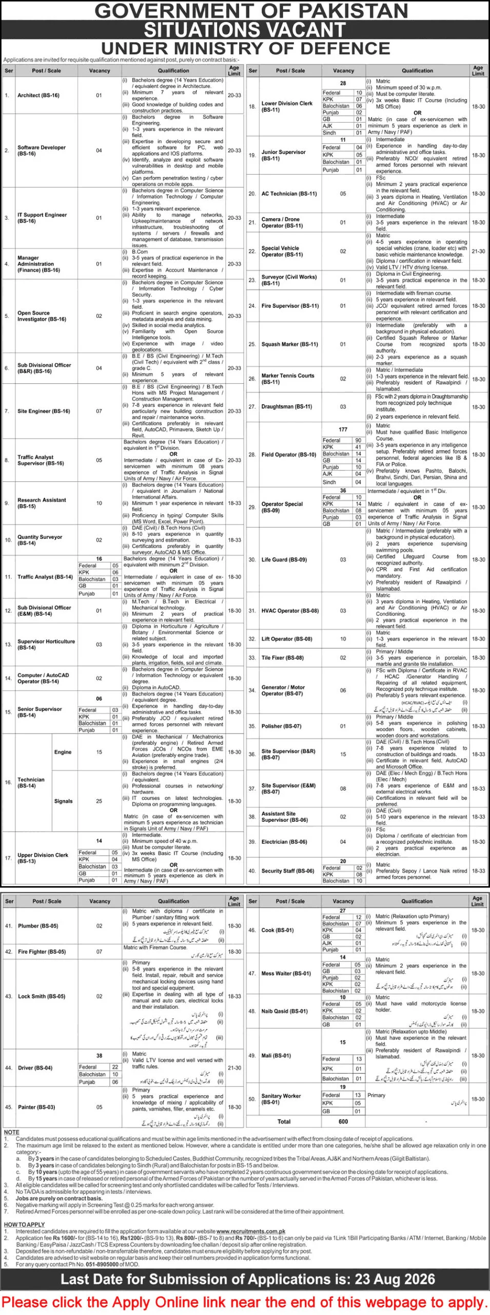 Advertisement for MOD Jobs 2026