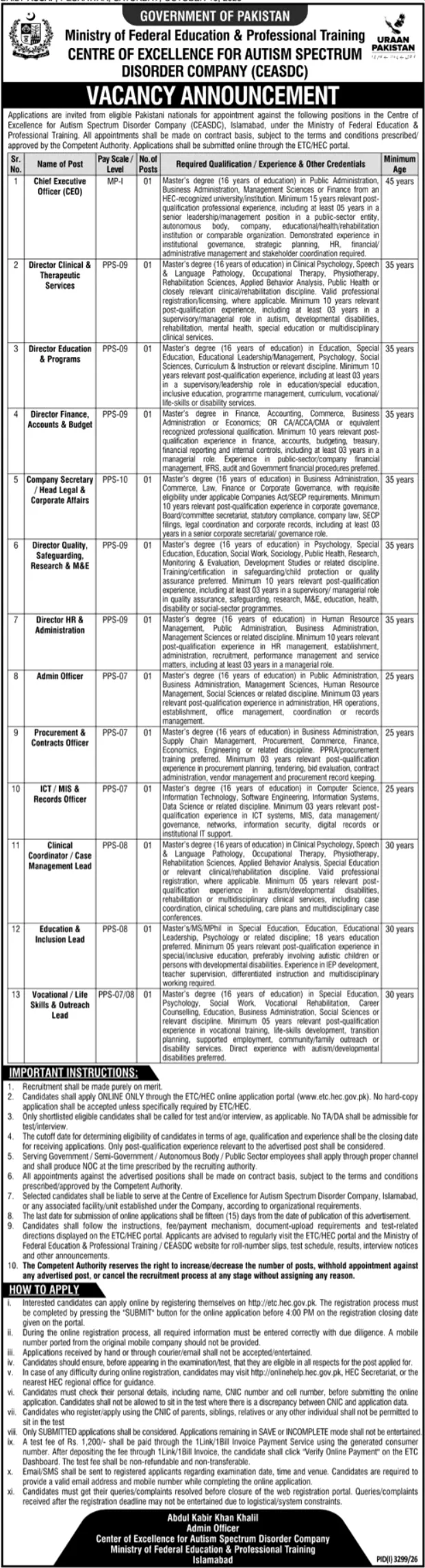 Ministry of Federal Education Jobs 2026