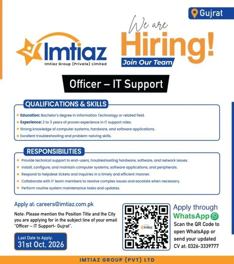 Imtiaz Group Jobs 2026